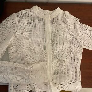 With Jean White Crochet Cardigan